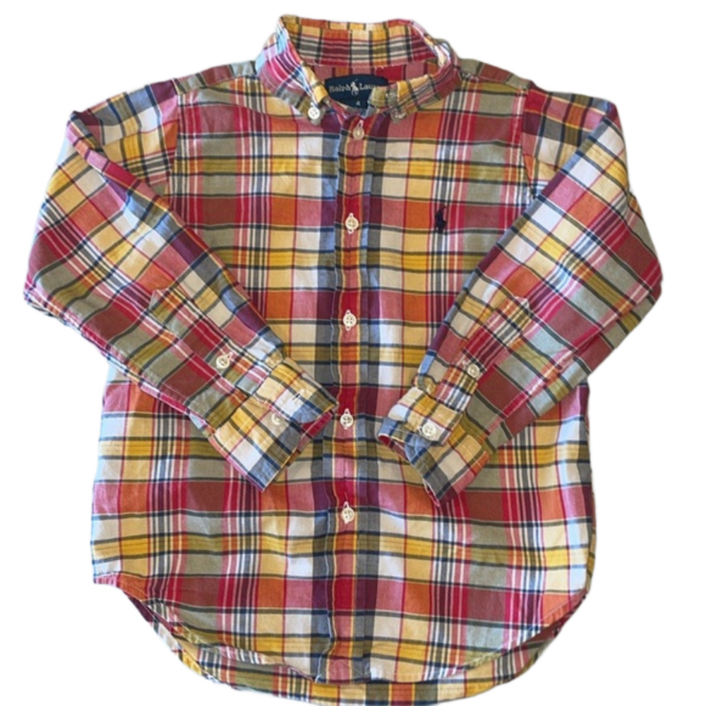 Ralph Lauren Kids 4 Red and Yellow Plaid long sleeve Shirt